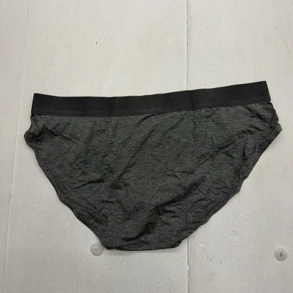 KUMORI Briefs Mens Large Gray Bamboo Spandex Stretch Tagless Solid Underwear